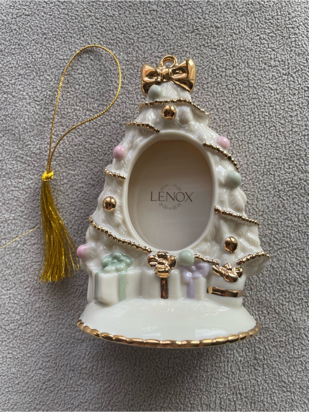 Vintage Lenox Porcelain Ornament Christmas Tree Photo Frame 2001 New